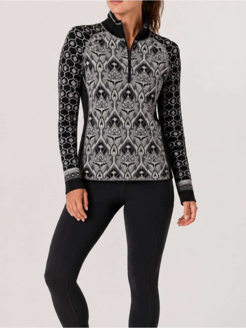 Title nine Black & Gray Merino Wool‎ 1/4 Zip Sweater Women’s XS
